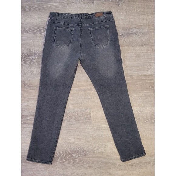 Denim & Rivets Women’s Black Striped Embellished Legs Denim Jeans‎ Size 24 - Picture 5 of 15